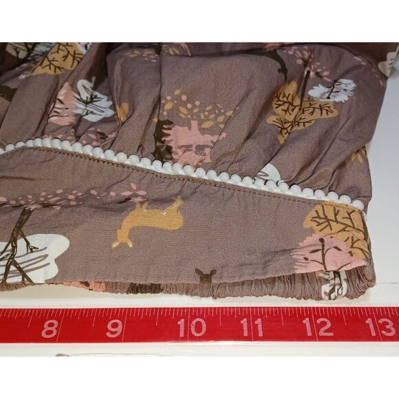 Hanna Andersson Girls A-Line Skirt YXL Woodland Deer Tree Print Pom Pom Trim - Picture 6 of 7